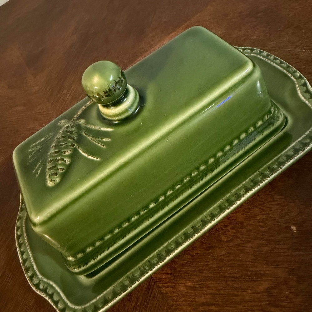 Green Ceramic Butter Dish
